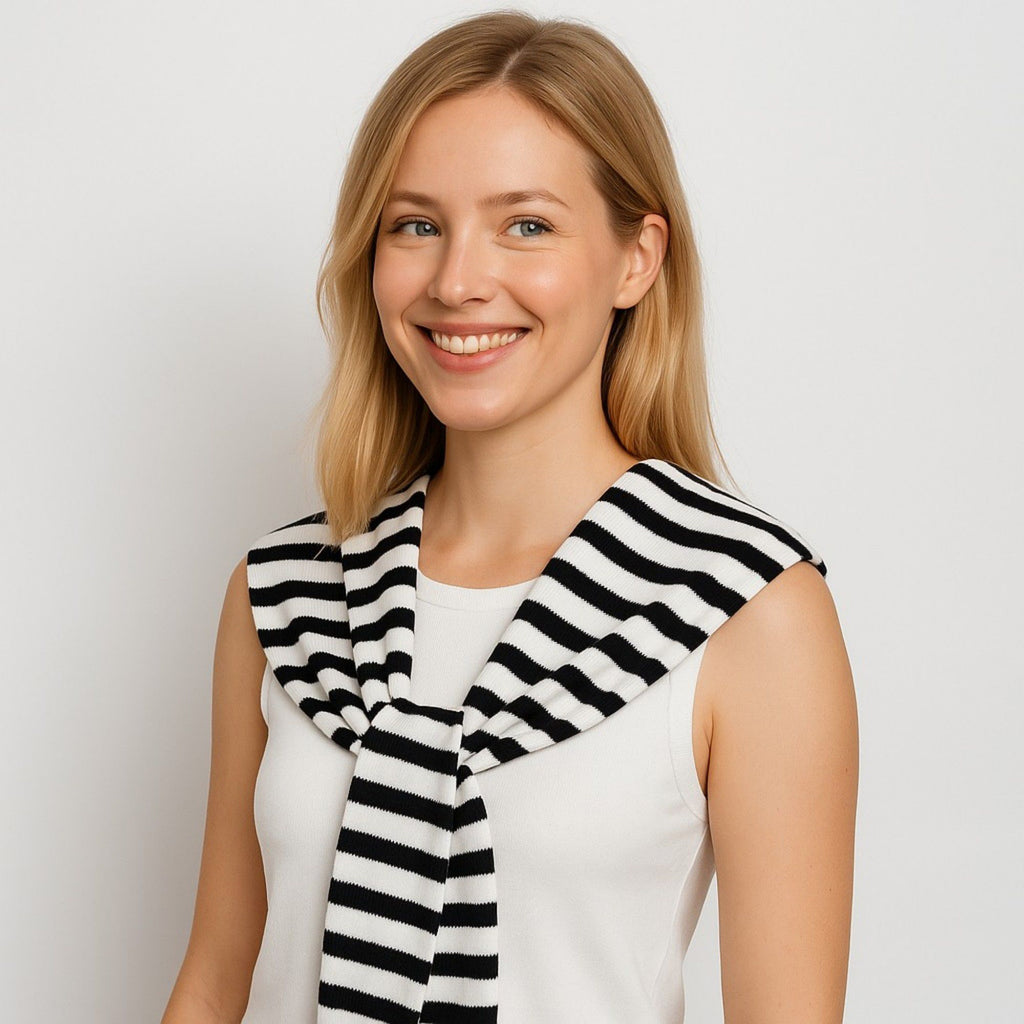 Anna-Kaci Women's Striped Knit Shoulder Sweater Accessory with Soft Lightweight Fabric 33.5x9.8 inches