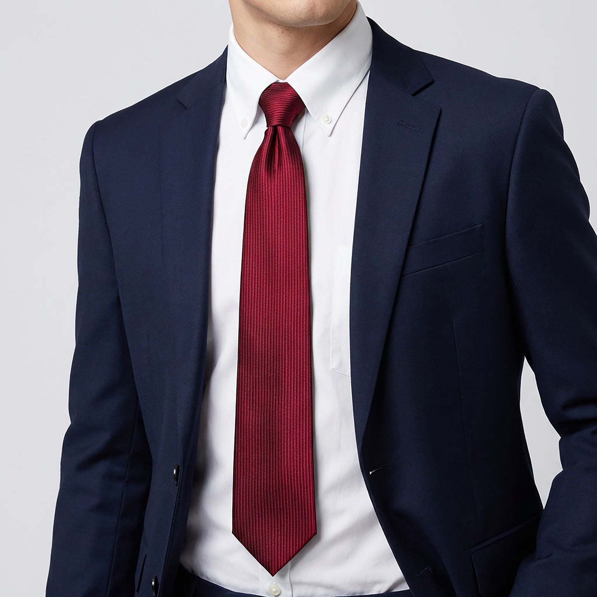 Men's Subtle Ribbed Texture Solid Tie Classic Necktie 57 Inch Length 3.1 Inch Width Formal Business Accessory