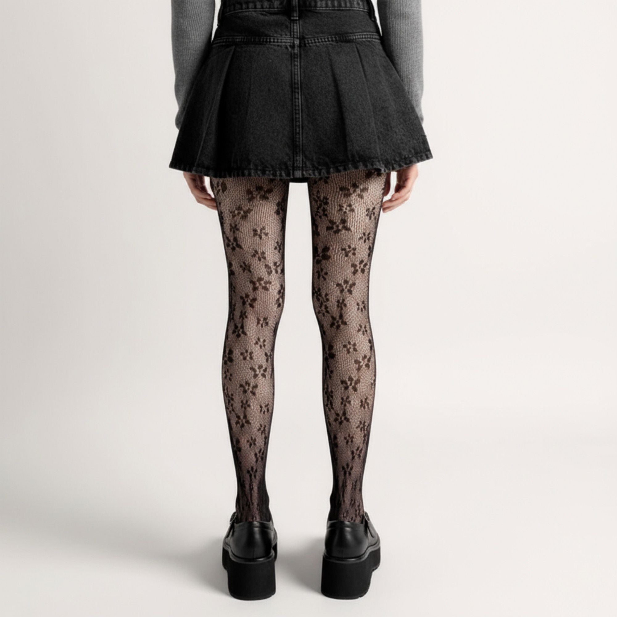 Anna-Kaci Women's Floral Lace Pattern Tights with Sheer Mesh Texture and Stretch Fit