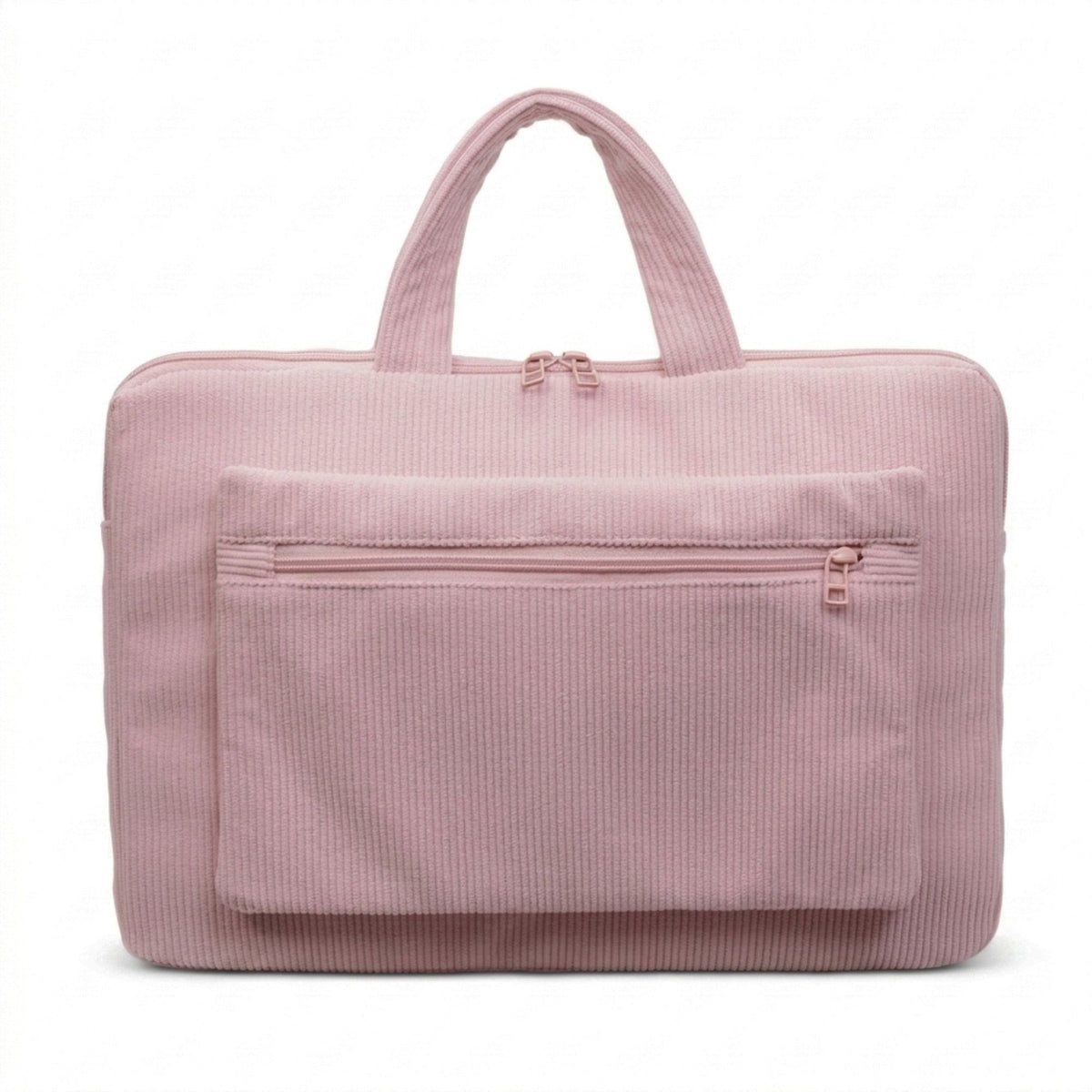Corduroy Laptop Bag Large Capacity Work Tote with Front Zipper Pocket