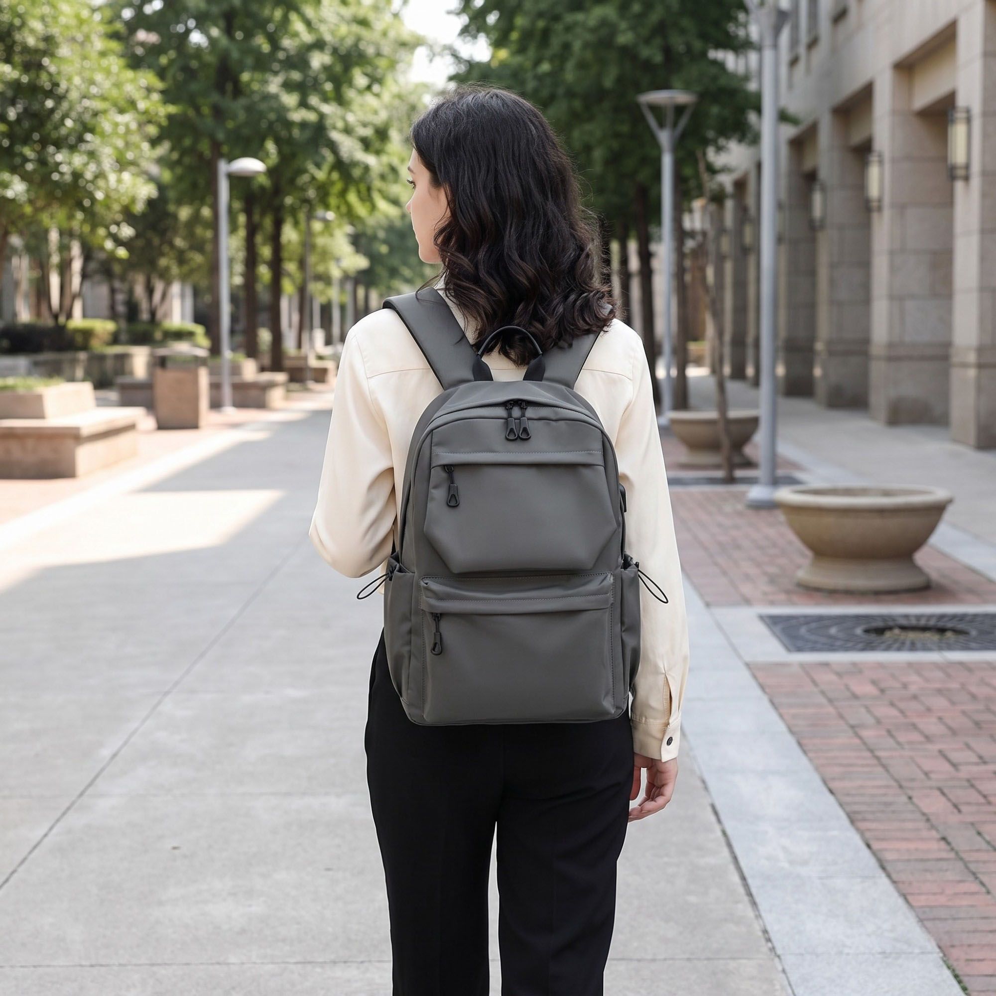 Modern Minimalist Laptop Backpack -  Multi-Pocket Daypack for School, Work, and Travel