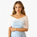 Anna-Kaci Sheer Organza Shoulder Shawl with Layered Ruffle Trim and Elegant Off-Shoulder Drape 14IN