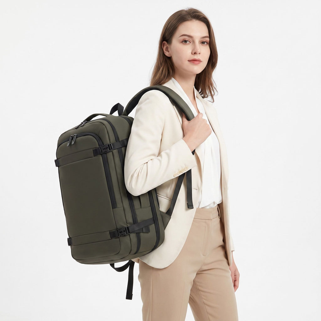 Large Travel Backpack with Compression Straps Multiple Compartments and Padded Shoulder Straps
