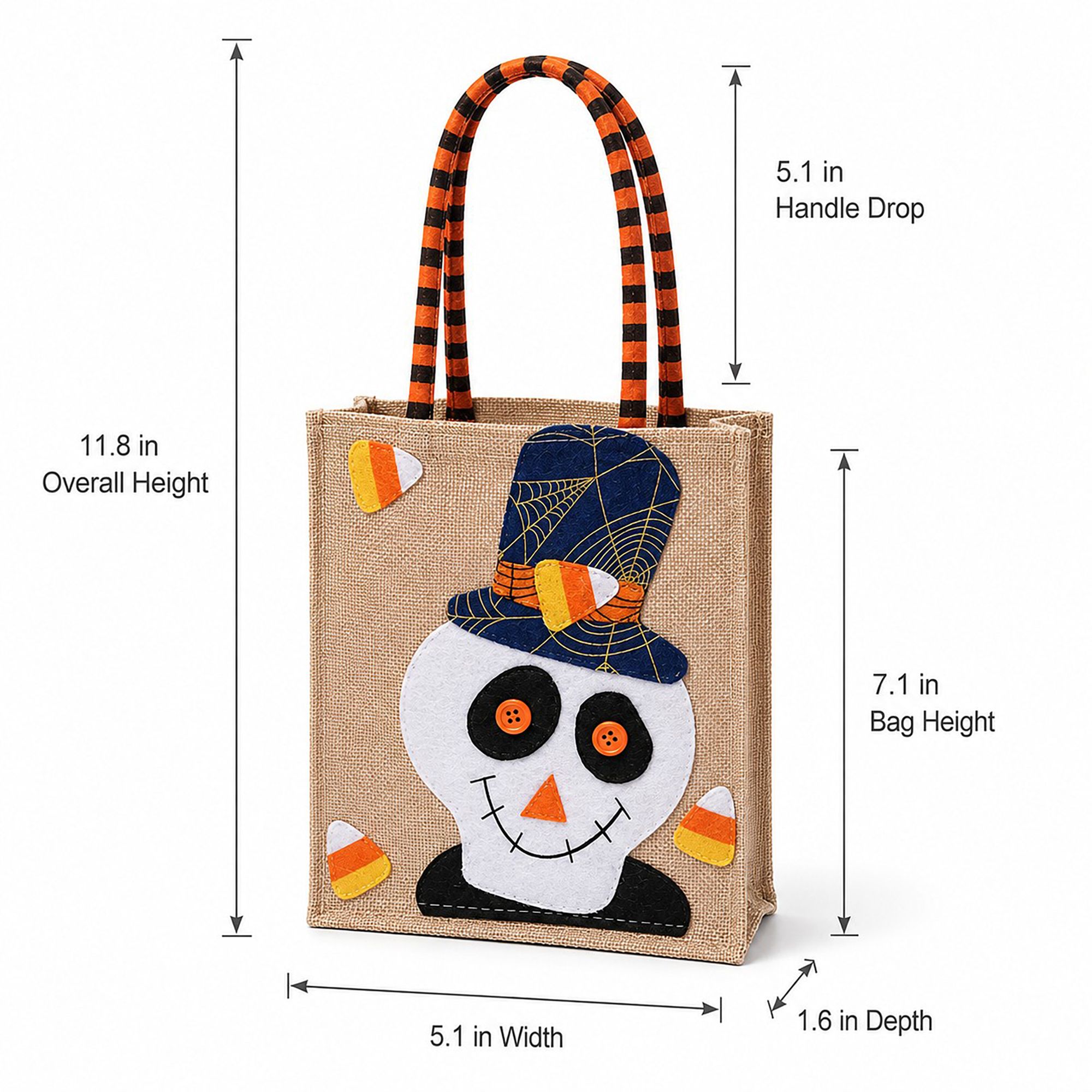 Halloween Burlap Trick or Treat Tote Bag with Character Applique