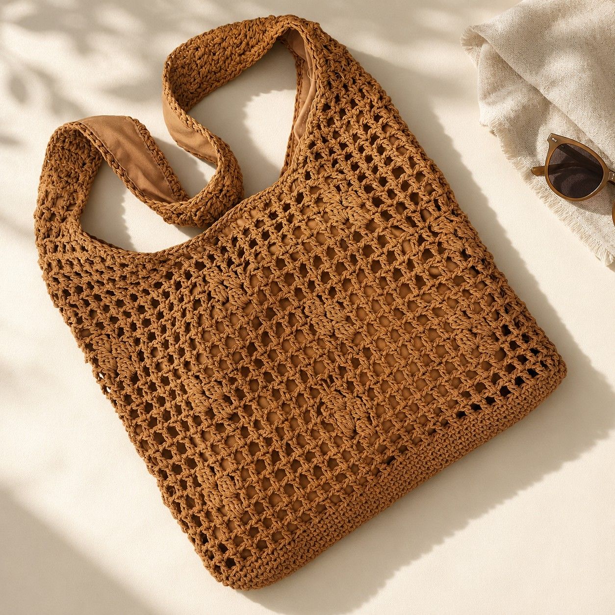 Open Weave Shoulder Bag with Magnetic Closure and Slouchy Woven Carryall Design