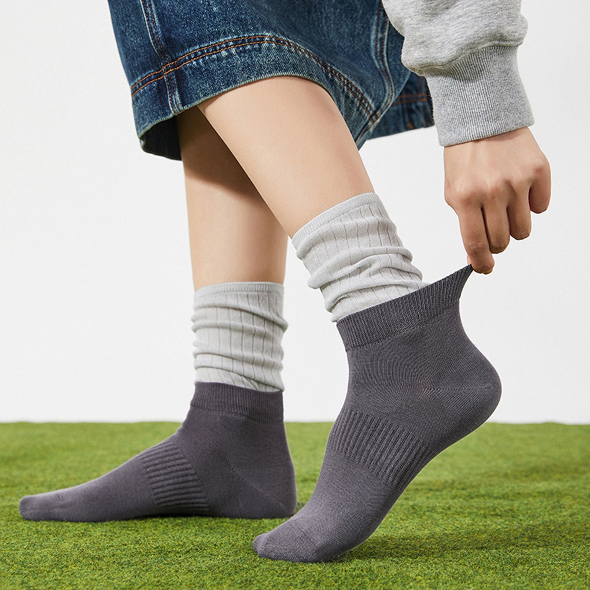 Anna-Kaci Women's Ribbed Crew Socks 3-Pack Soft Cotton Knit Breathable Casual Everyday Fit