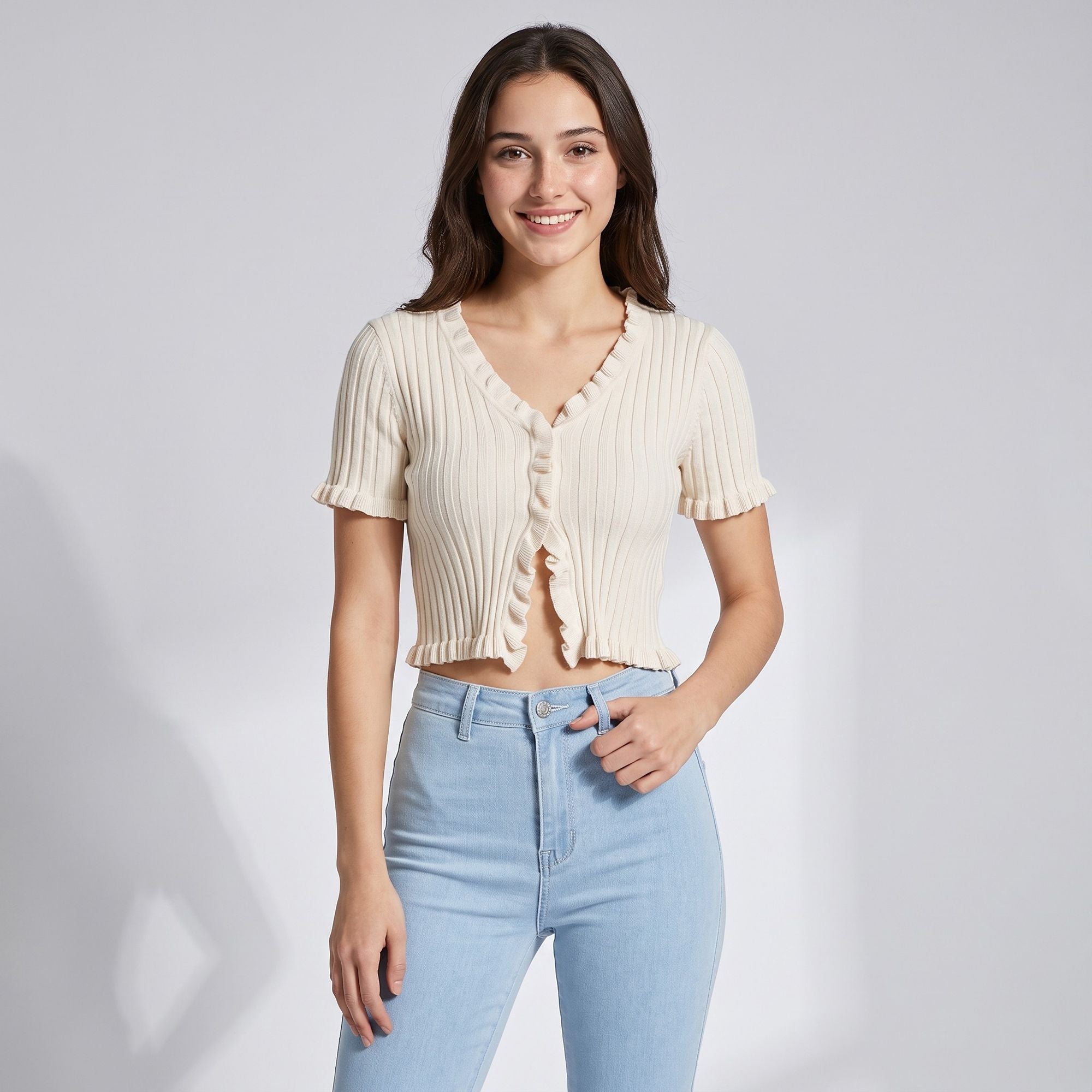 High Rise Flare Pants Button Front Stretch Wide Leg Hem Pants
