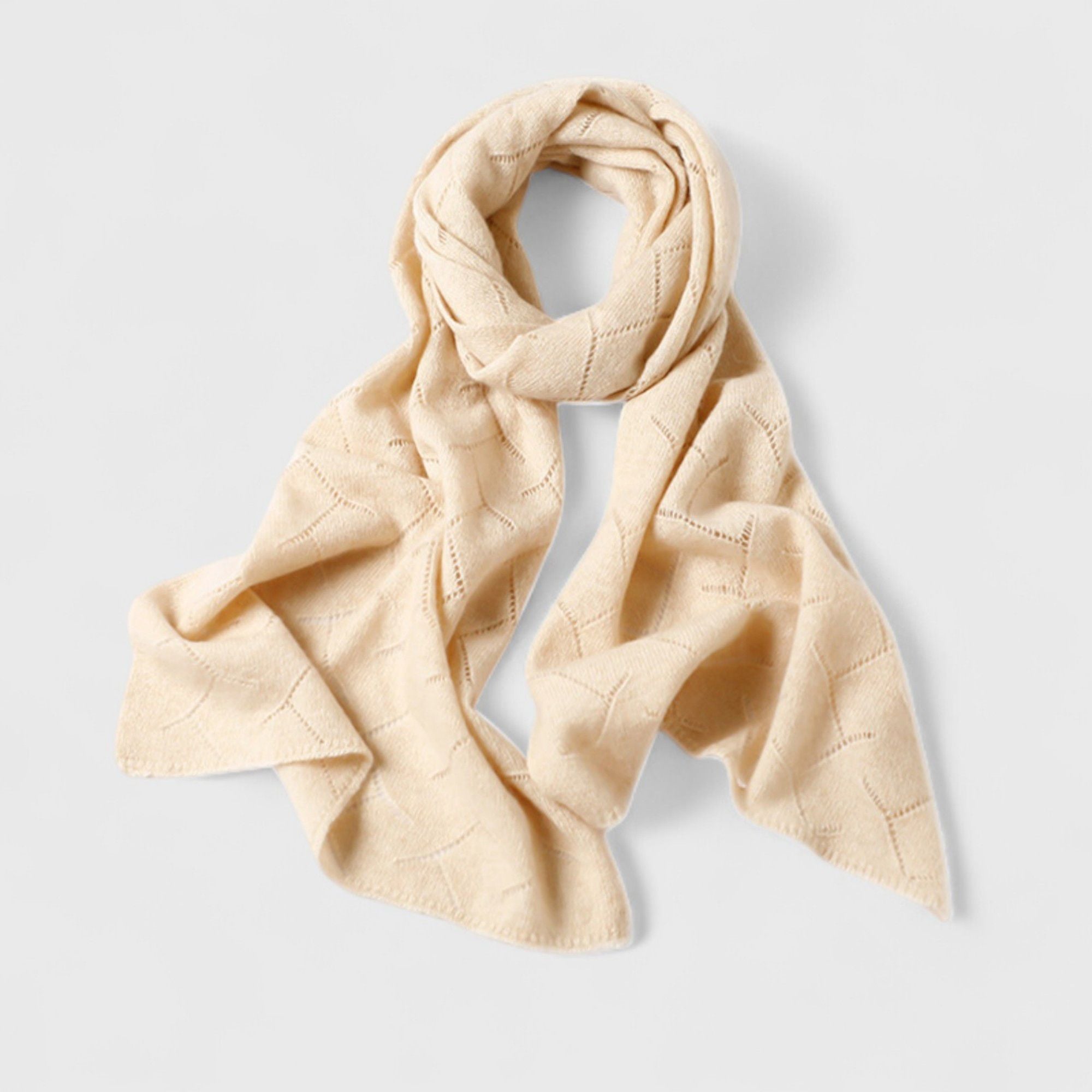 Anna-Kaci Women's Soft Knit Scarf with Delicate Cutout Detailing 67x17.7 inches
