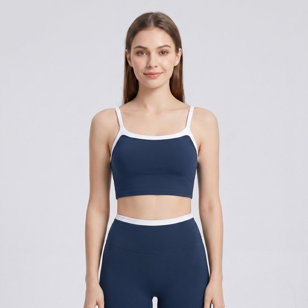 Padded Sleeveless Longline Sports Bra Tank Top Scoop Neck Workout Yoga Crop Top