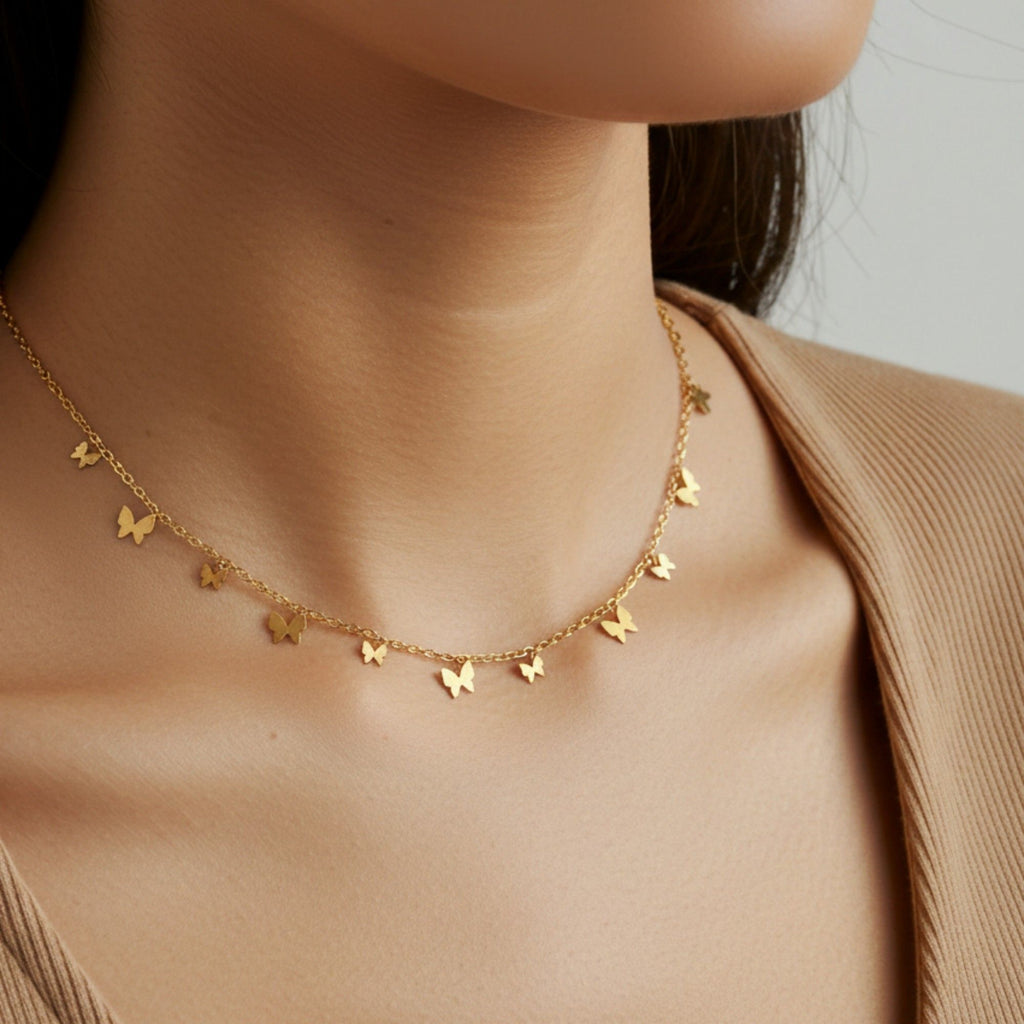 Butterfly Charm Necklace with Delicate Miniature Pendant Accents and Dainty Chain Design for a Soft Feminine Layered Look