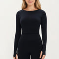 Anna-Kaci Active Women's Seamless Long Sleeve Cropped Top with Thumbhole Cuffs and Fitted Waistband