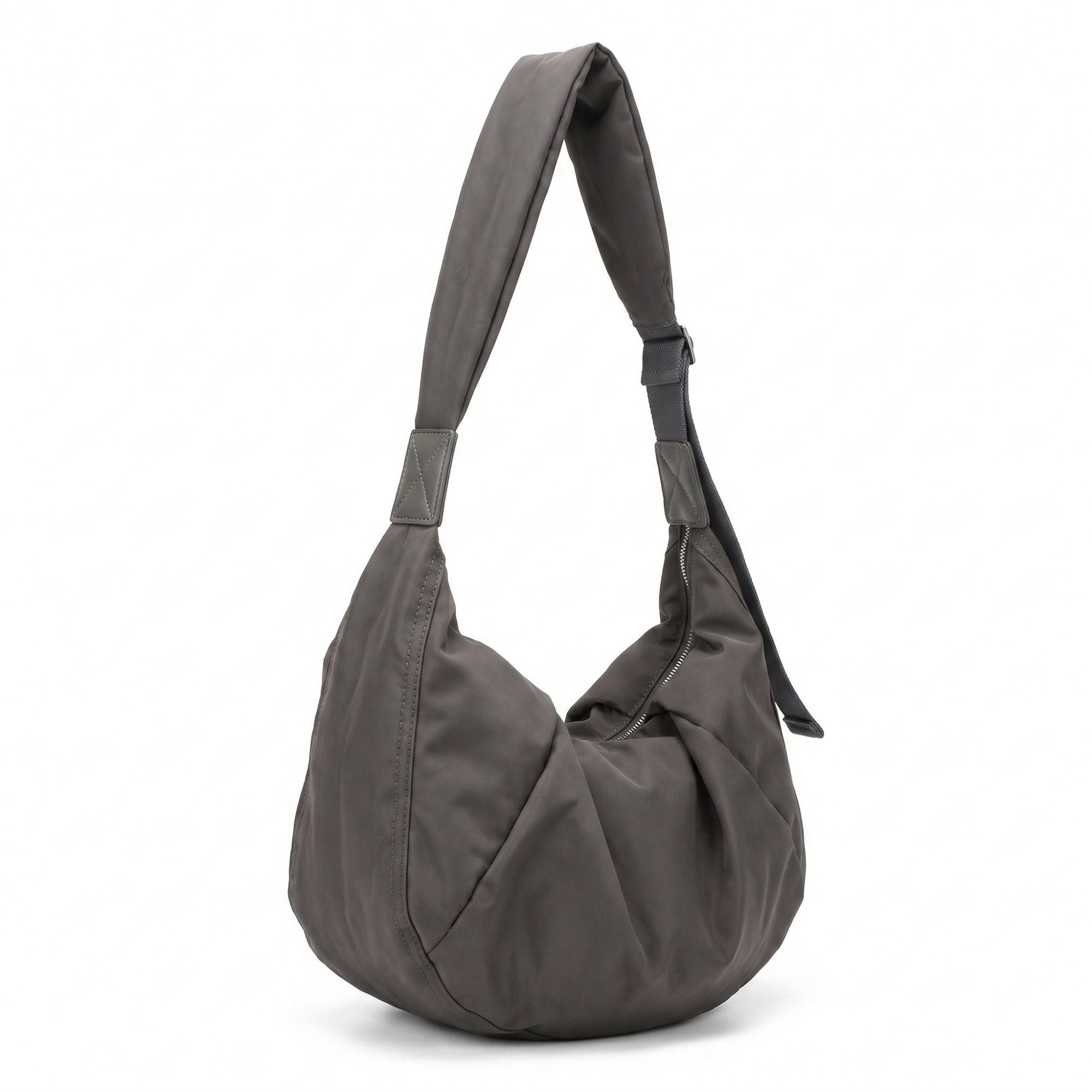 Oversized Crescent Sling Bag with Wide Adjustable Strap and Top Zipper 17.5x10x6.5in