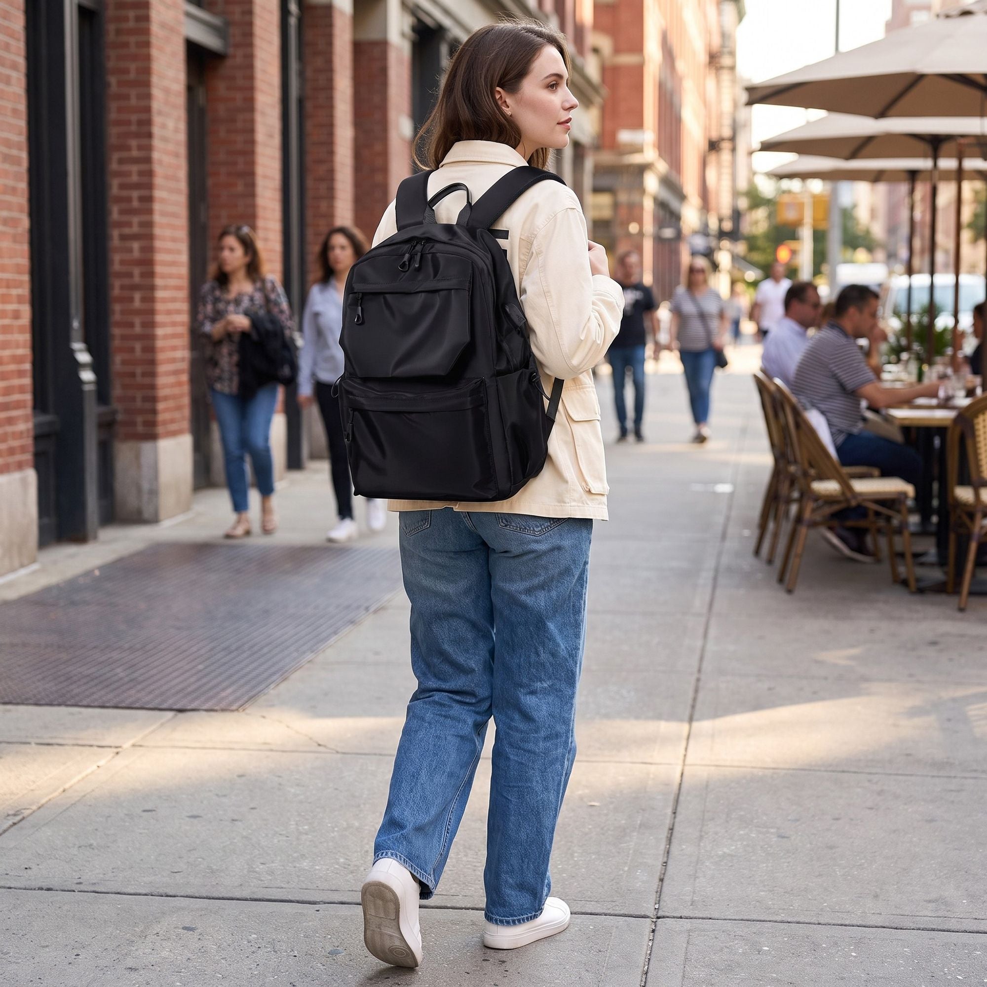 Modern Minimalist Laptop Backpack -  Multi-Pocket Daypack for School, Work, and Travel