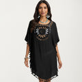 White women's dress with tropical, crochet and relaxed fit