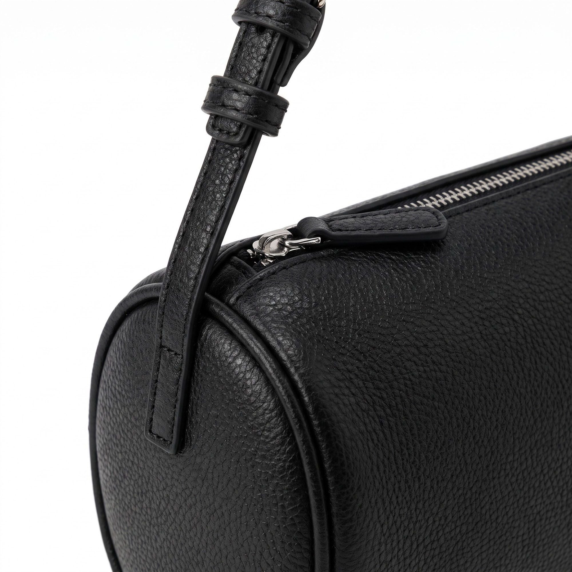 Barrel Shoulder Bag with Adjustable Strap and Top Zipper Closure 7.5x4.5x3in