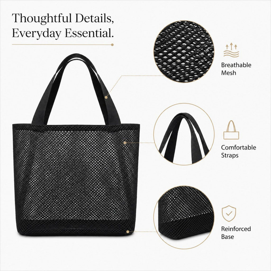 Large Mesh Tote Bag with Comfortable Shoulder Straps