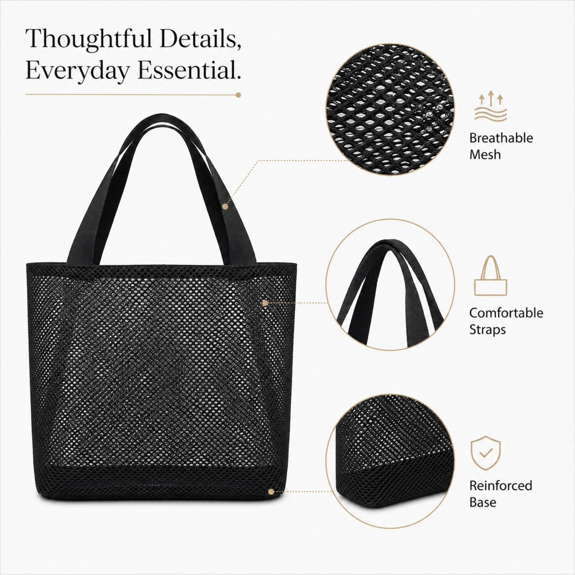Large Mesh Tote Bag with Comfortable Shoulder Straps