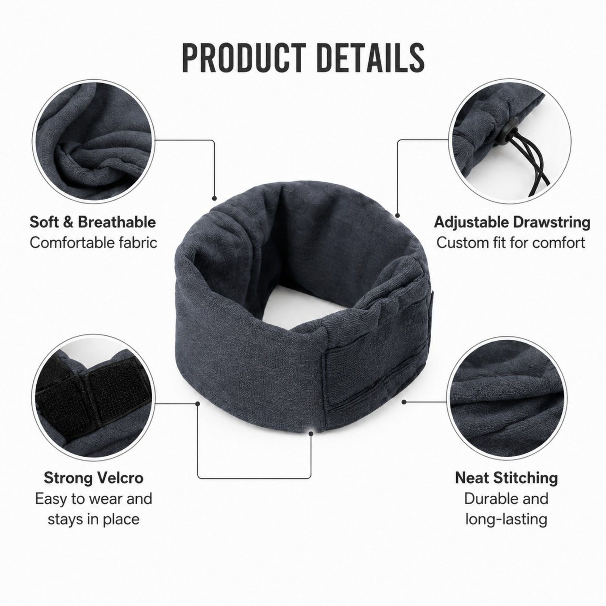 Adjustable Dog Ear Cover Head Wrap with Drawstring for Grooming, Noise Coverage and Cold Weather
