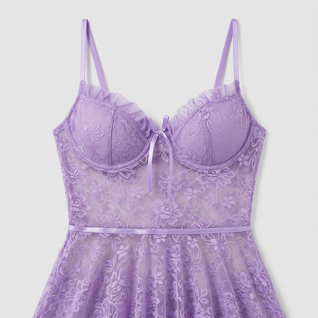 Floral Lace Underwire Lingerie Dress