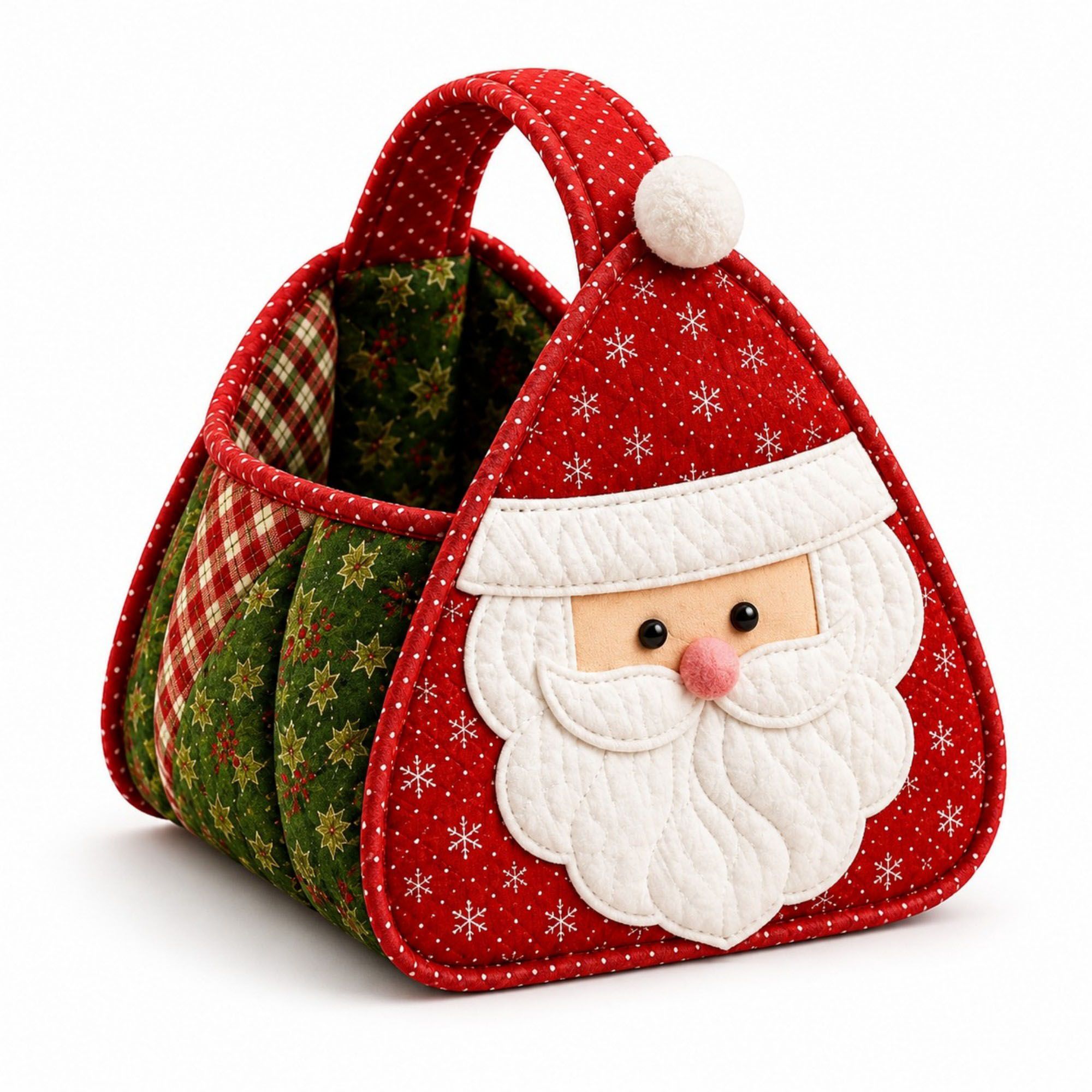 Christmas Santa Quilted Carry Basket DIY Sewing Kit