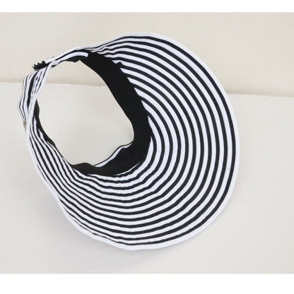 Anna-Kaci Striped Wide Brim Sun Visor Hat Lightweight Foldable Design for Outdoor Travel Beach Hiking Sports Vacations