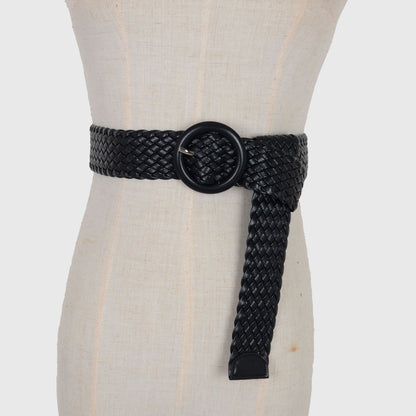 Anna-Kaci Sleek Woven Women's Belt with Plastic Buckle