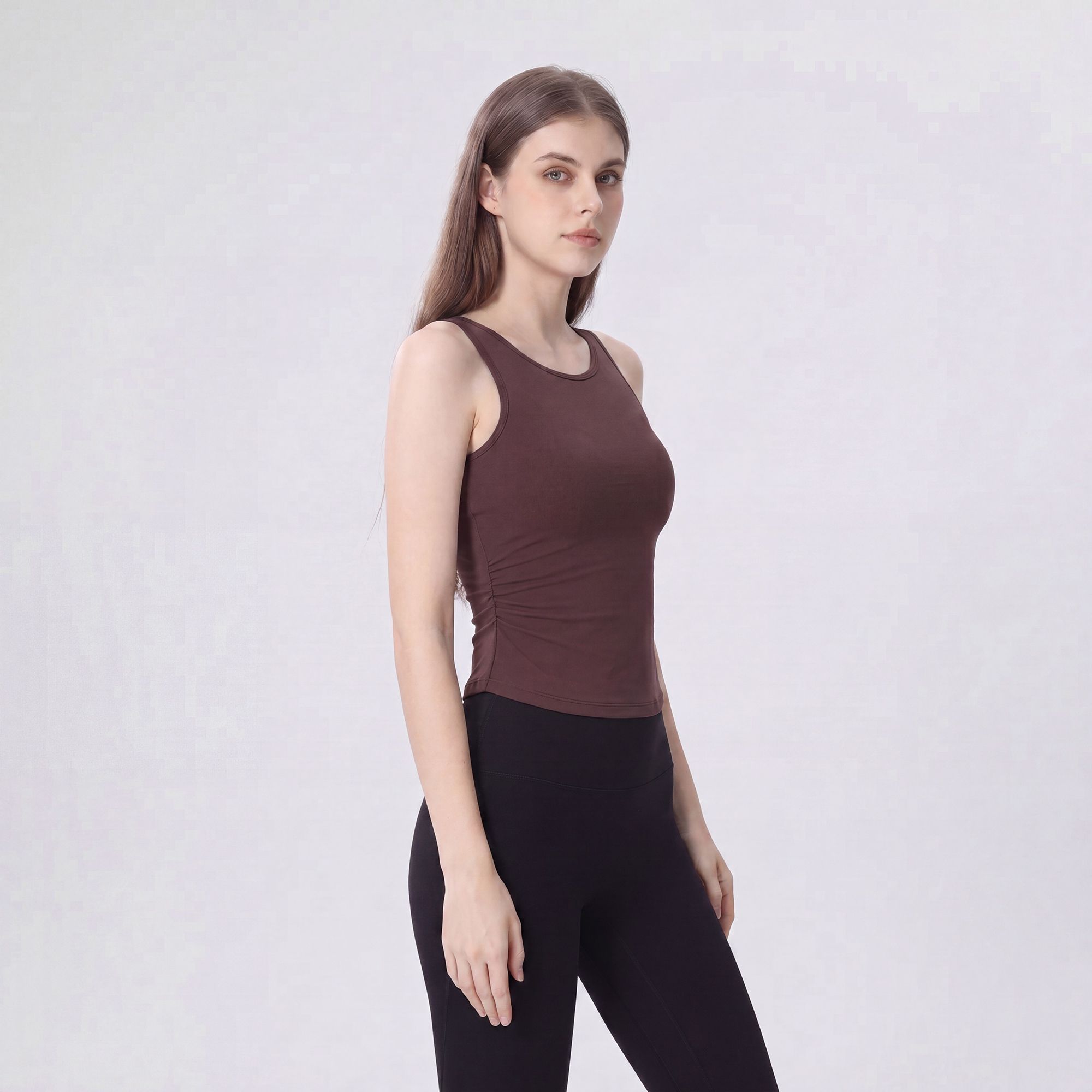 Sleeveless High Neck Cropped Yoga Tank Fitted Workout Activewear Top