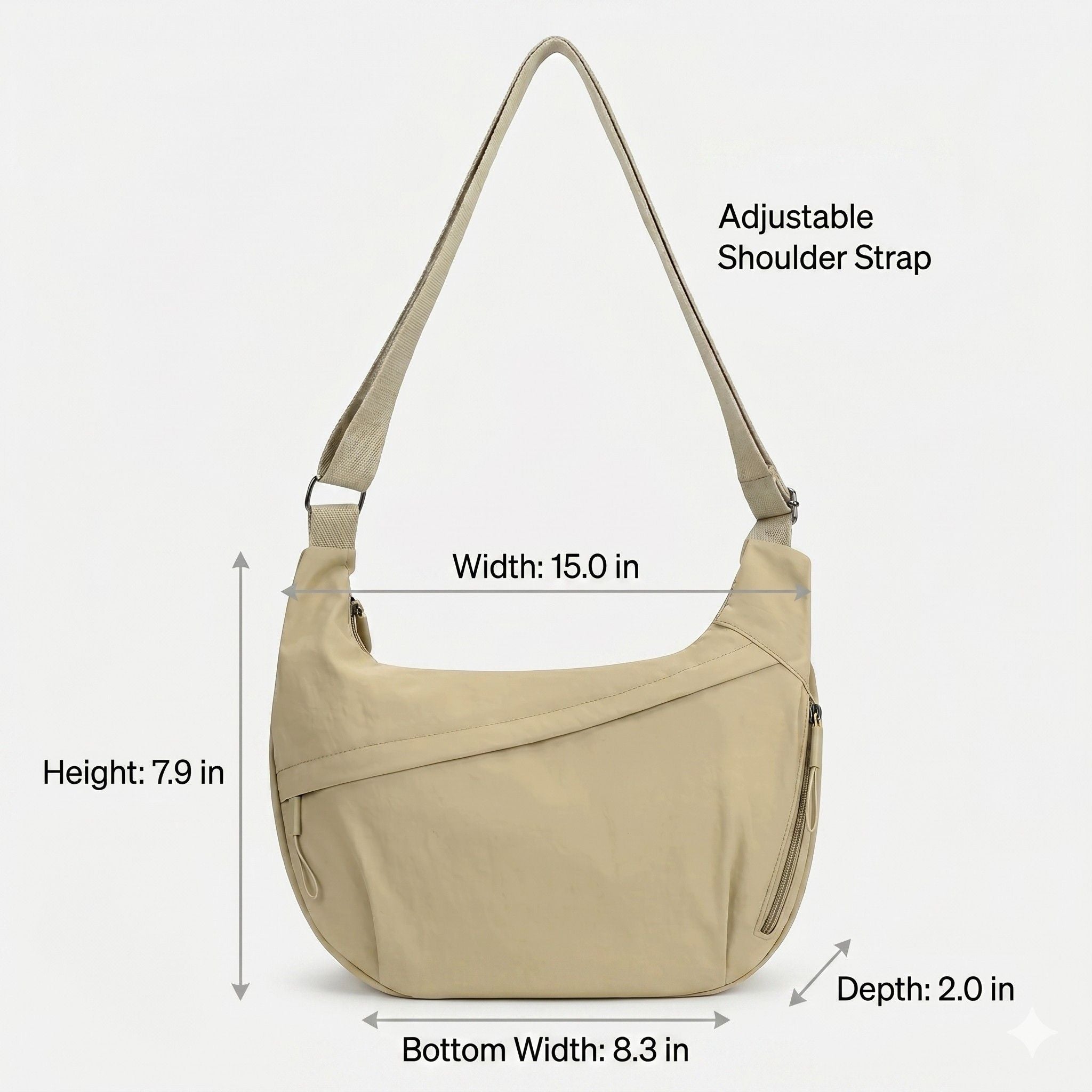Nylon Crossbody Bag with Adjustable Strap Lightweight Shoulder Sling Bag with Zip Pockets