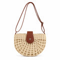 Woven Straw Crescent Crossbody Handbag with Adjustable Shoulder Strap