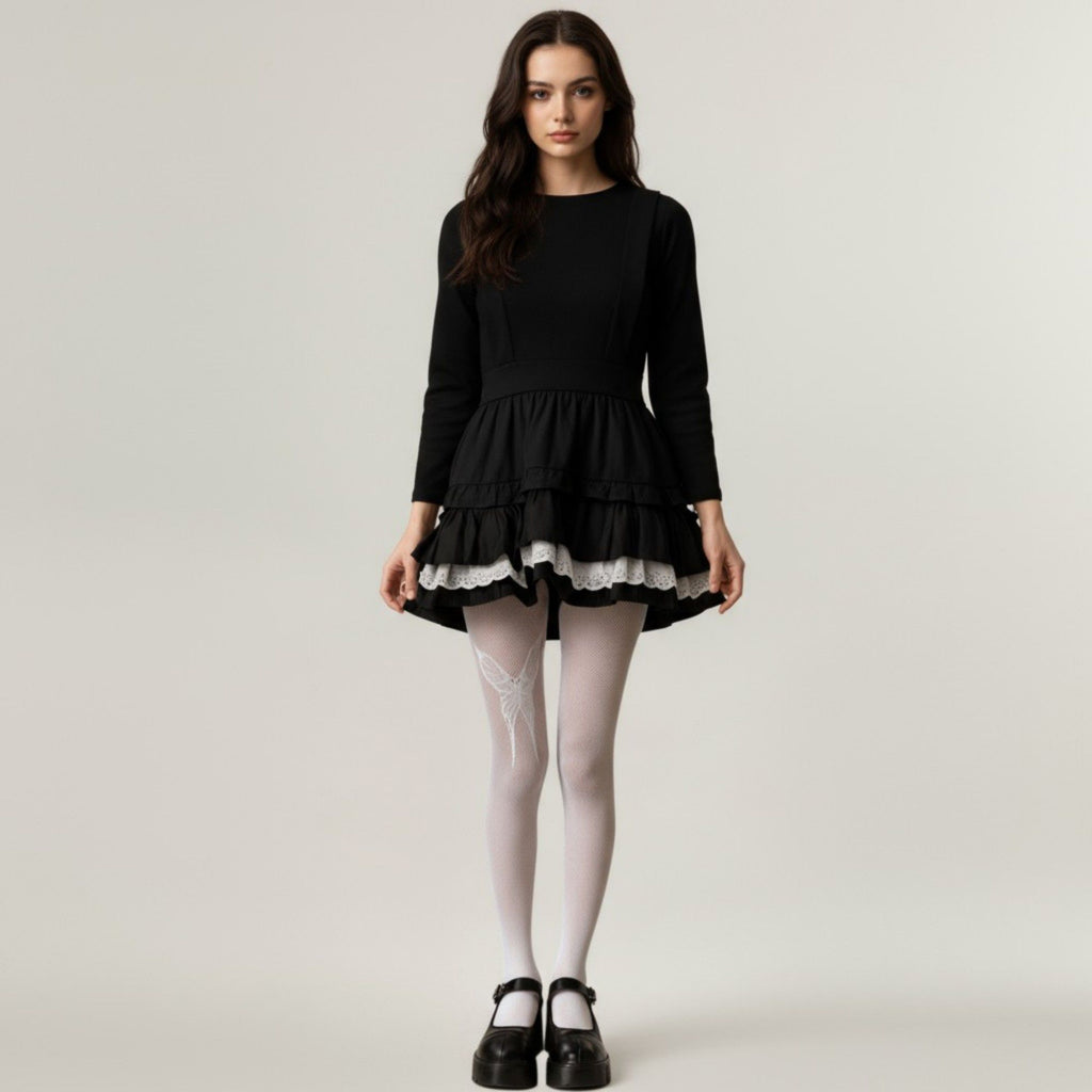 Anna-Kaci 2pcs Women's Fishnet Tights with Butterfly Lace Design