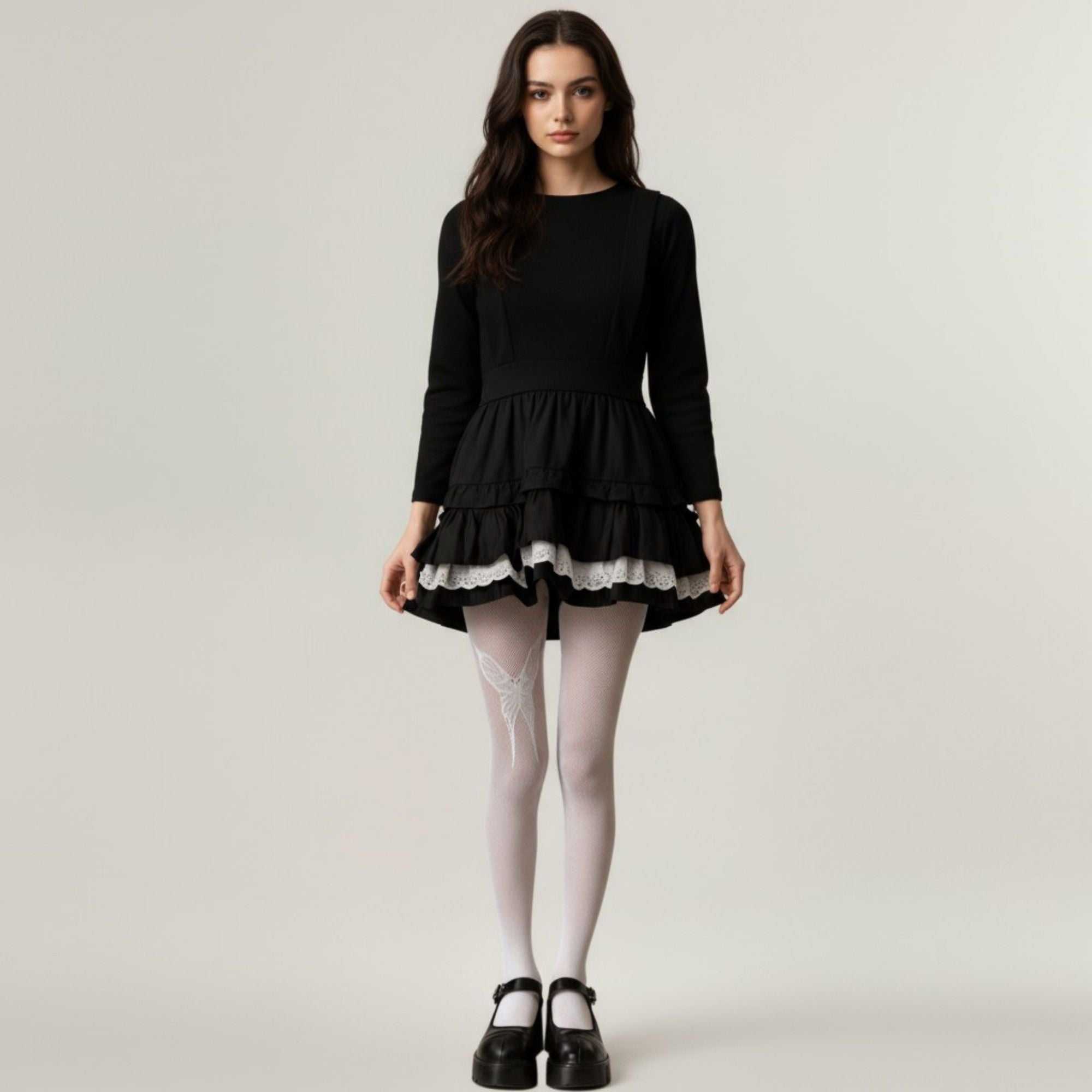 Anna-Kaci 2pcs Women's Fishnet Tights with Butterfly Lace Design