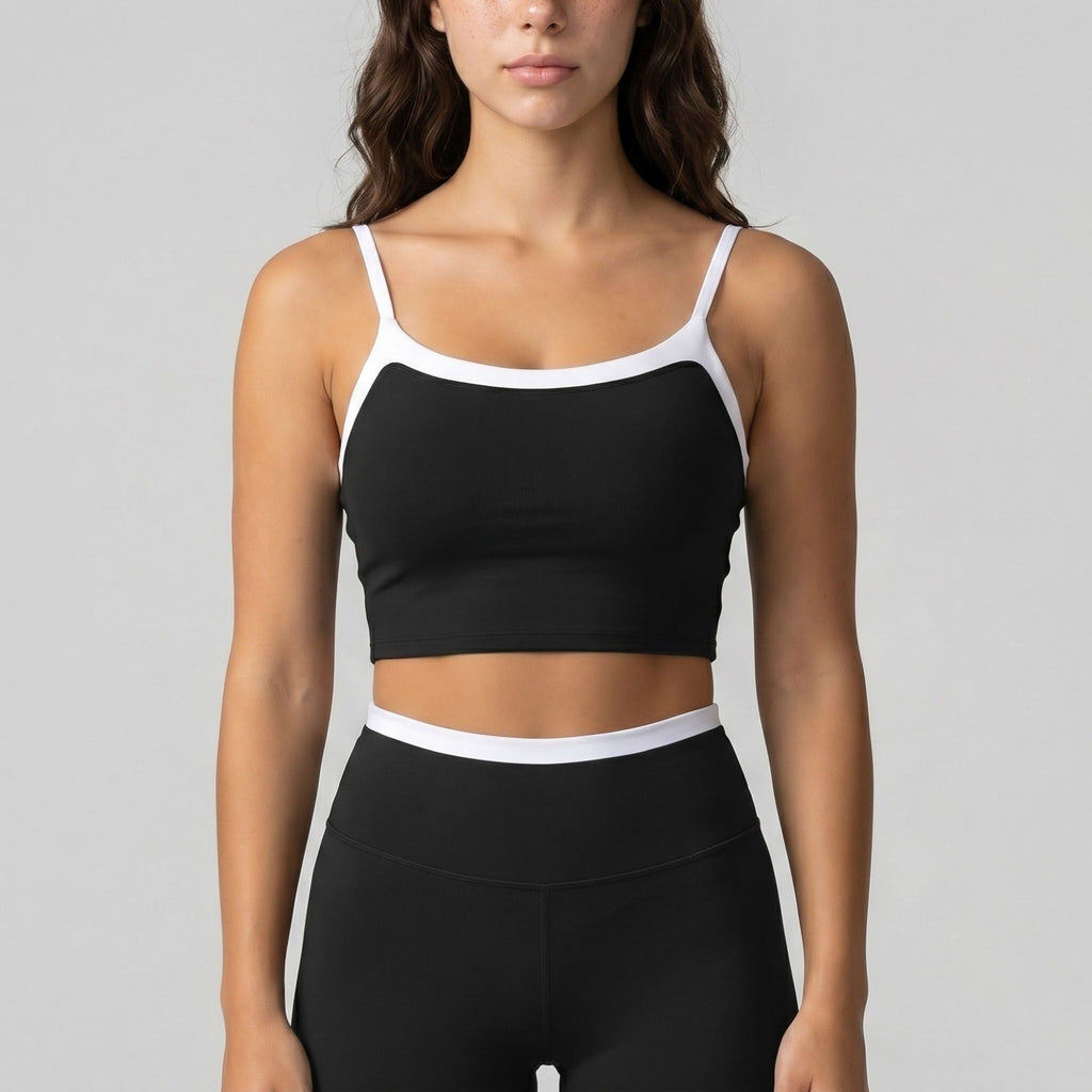 Padded Sleeveless Longline Sports Bra Tank Top Scoop Neck Workout Yoga Crop Top