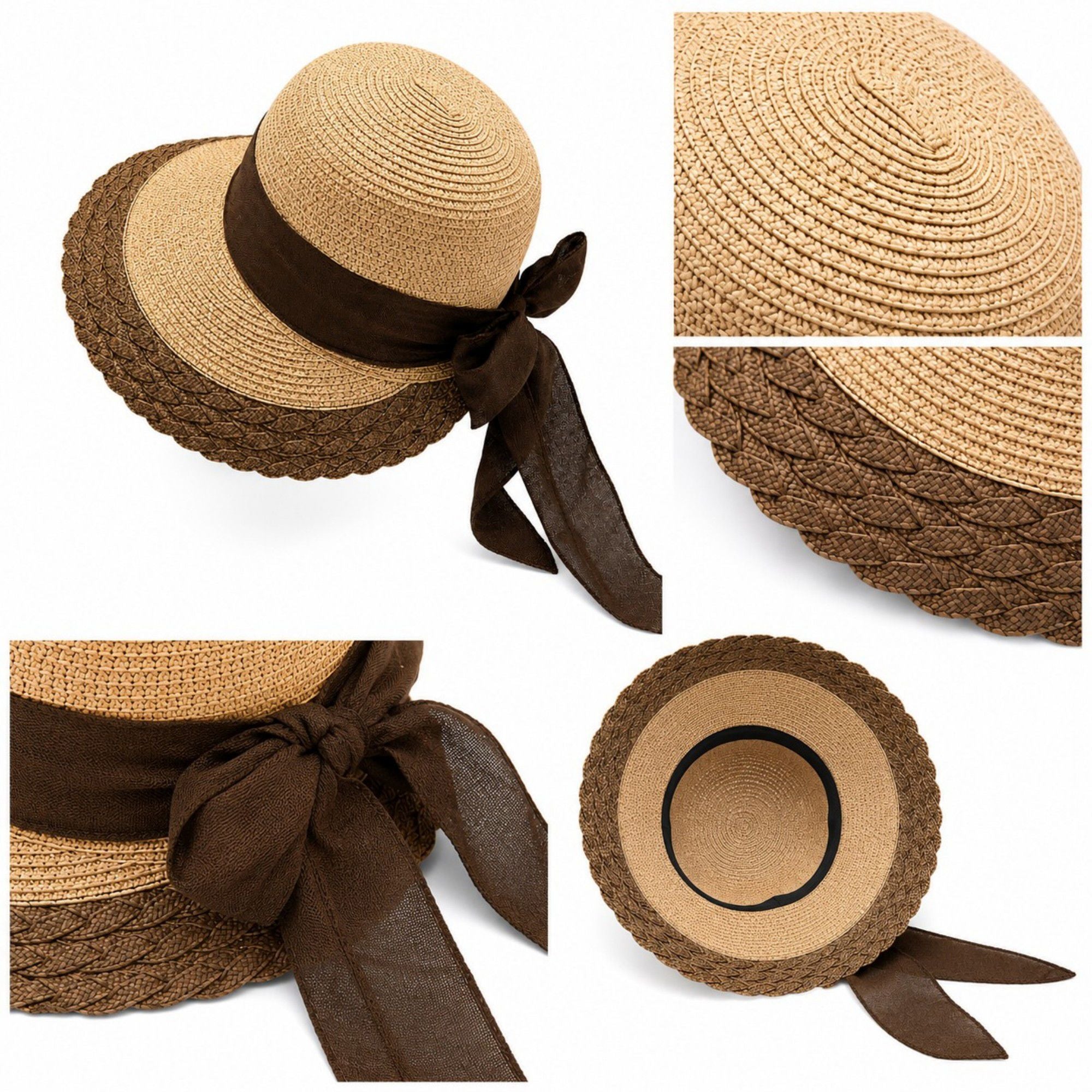 Summer Sun Hat for Women - Wide Brim Straw Hat with Elegant Bow Detail