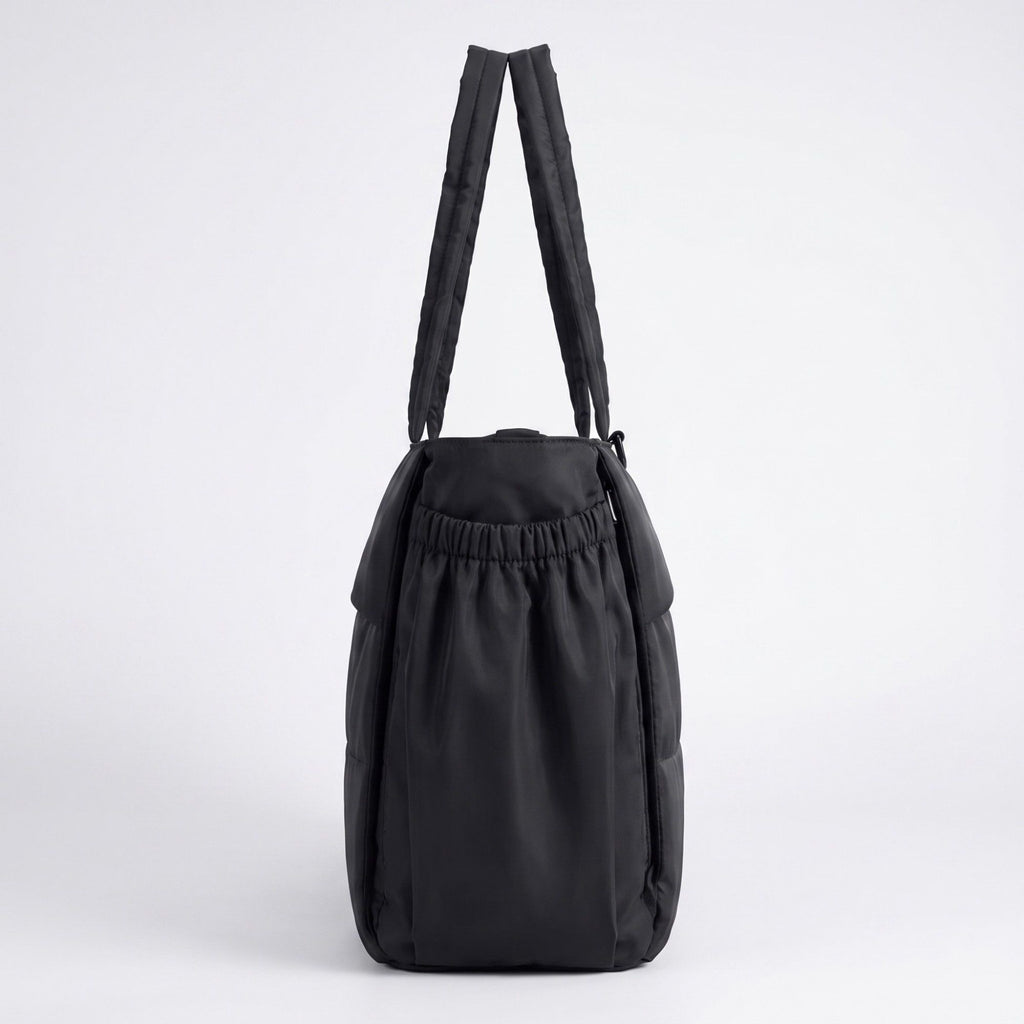 Oversized Padded Tote Bag with Multi Outer Pockets and Long Padded Shoulder Straps 16.5x6.1x13in