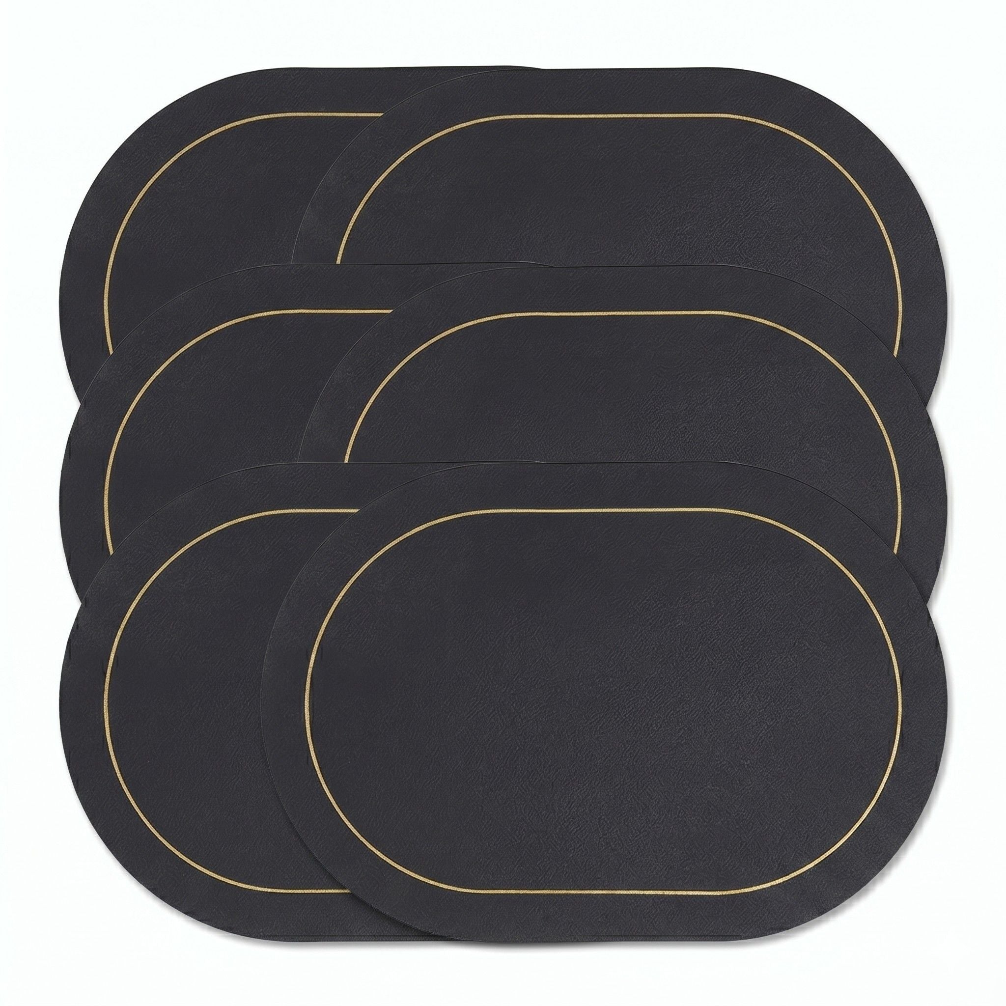 6 Piece Oval Faux Leather Placemat Set Waterproof Heat Resistant Table Mats