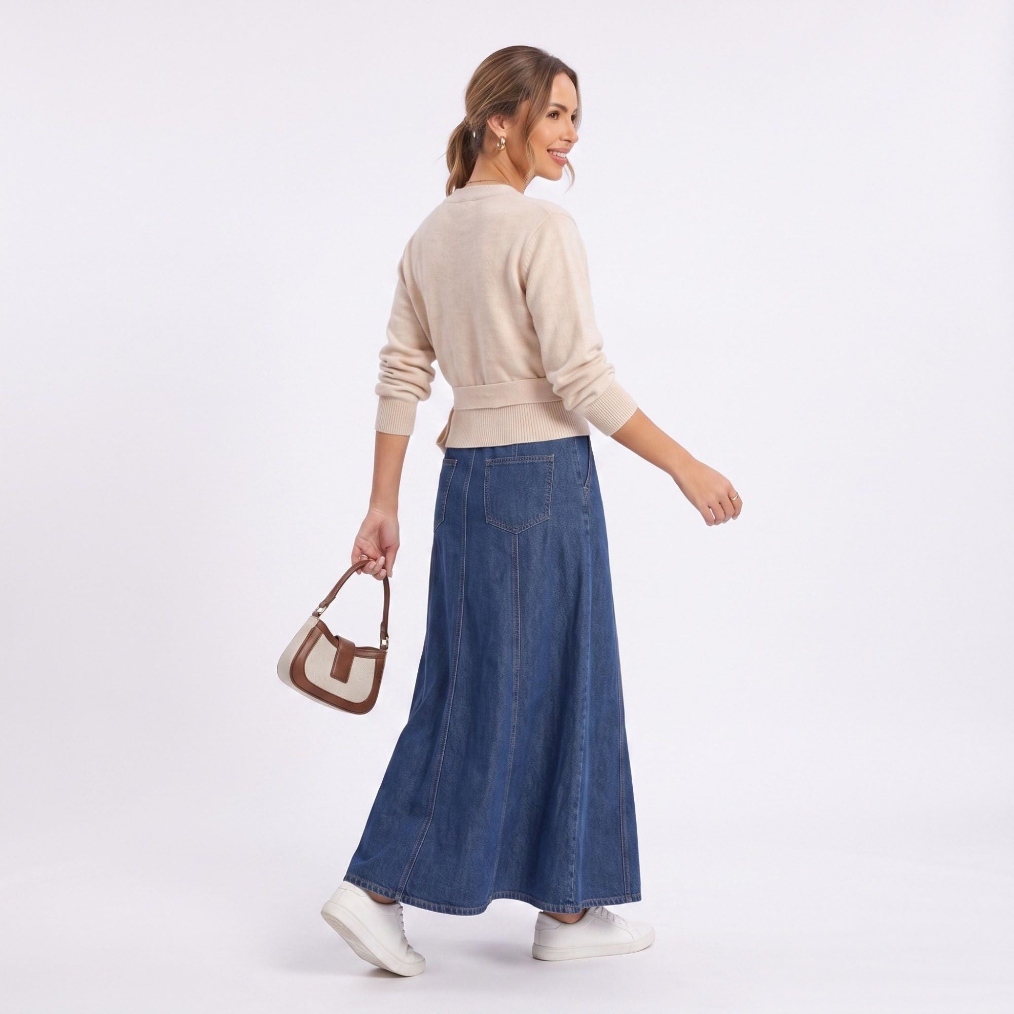 Wrap Front V Neck Side Tie Long Sleeve Knit Sweater