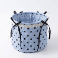 Quilted Heart Polka Dot Storage Bin with Lace Trim & Ribbon Bows