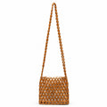 Yellow crossbody bag with geometric and beaded