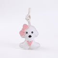 Puppy Dog Bag Charm with Pink Bow Accent