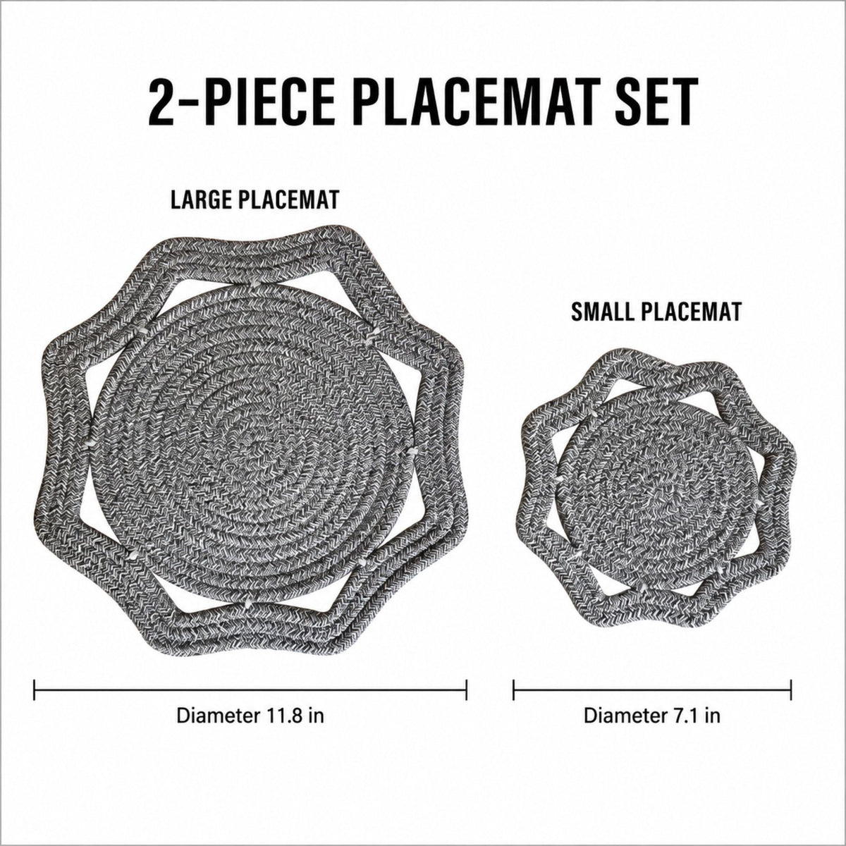 Woven Cotton Cord Octagonal Placemat and Coaster 2-Piece Set