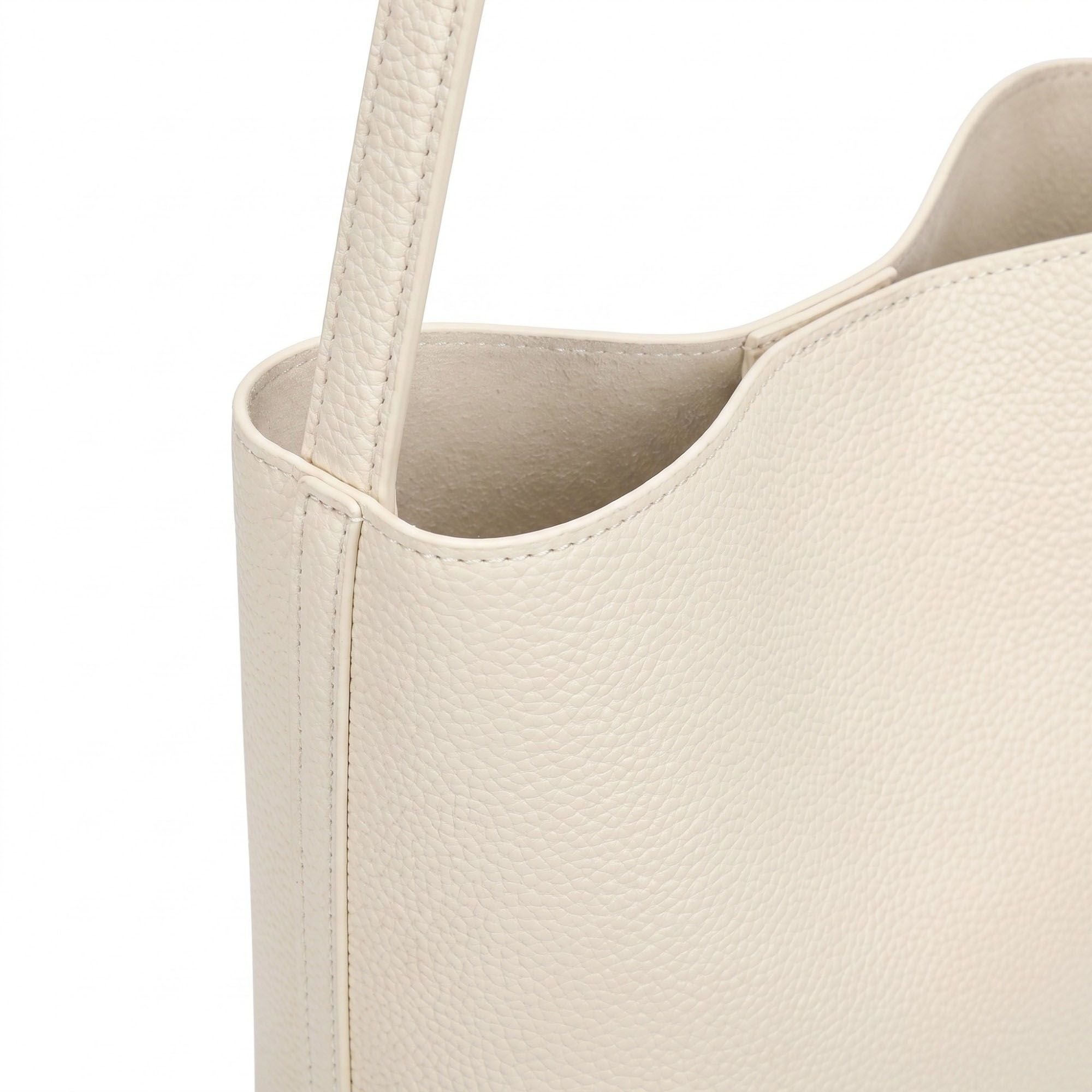 Textured Bucket Shoulder Bag with Long Strap and Soft Structured Silhouette 8.5x6.7x2.5in