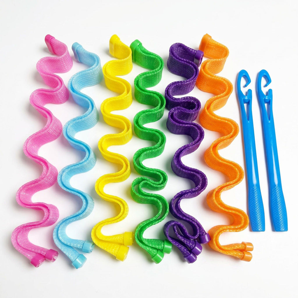 Heatless Curling Rod Set 30 Piece Spiral Hair Rollers with Styling Hooks Flexible No Heat Hair Curlers Long Lasting Waves
