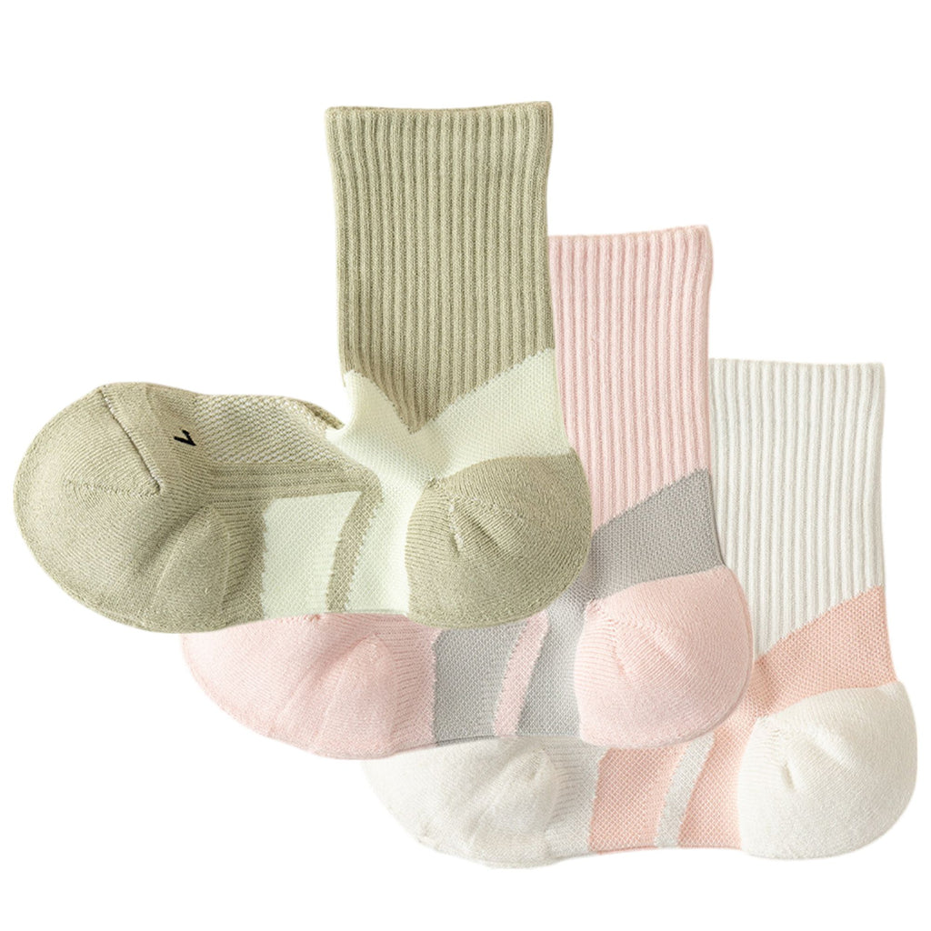 Anna-Kaci Women's 3-Pair Pack Cushioned Sports Crew Socks with Arch Support Mesh Panels and Ankle Compression