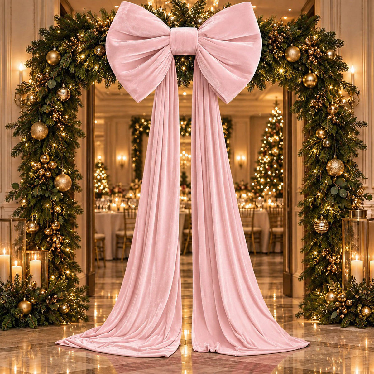 Oversized Velvet Christmas Bow Tree Topper with Long Tails