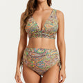 Anna-Kaci Swim Women's Paisley Print Maternity Bikini Set with Adjustable Side Ties and V-Neck Design