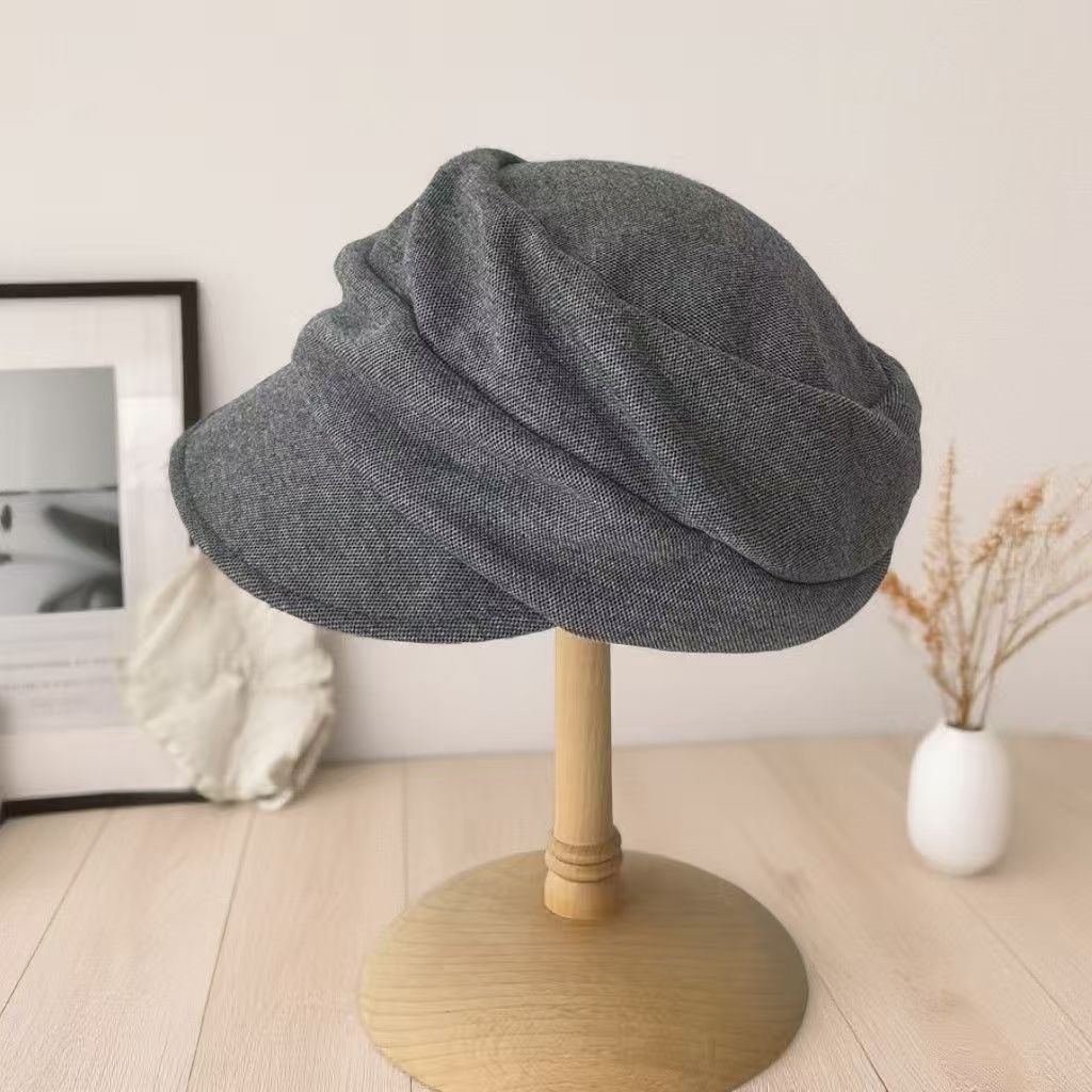 Soft Pleated Newsboy Cap Adjustable Short Brim Baker Boy Beret Hat