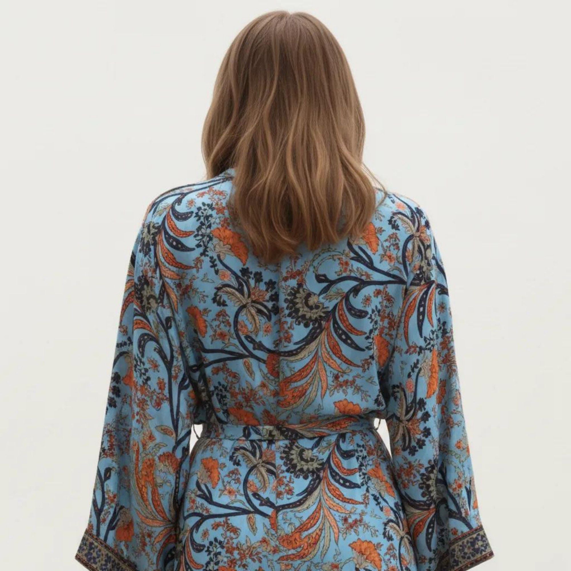 Anna-Kaci Women's Floral Paisley Maxi Dress with Long Sleeves Adjustable Waist Tie and Flowing Relaxed Fit