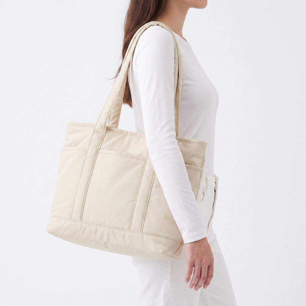 Lightweight Utility Tote Bag with Long Shoulder Straps and Exterior Pockets 9x7.5x4.5in