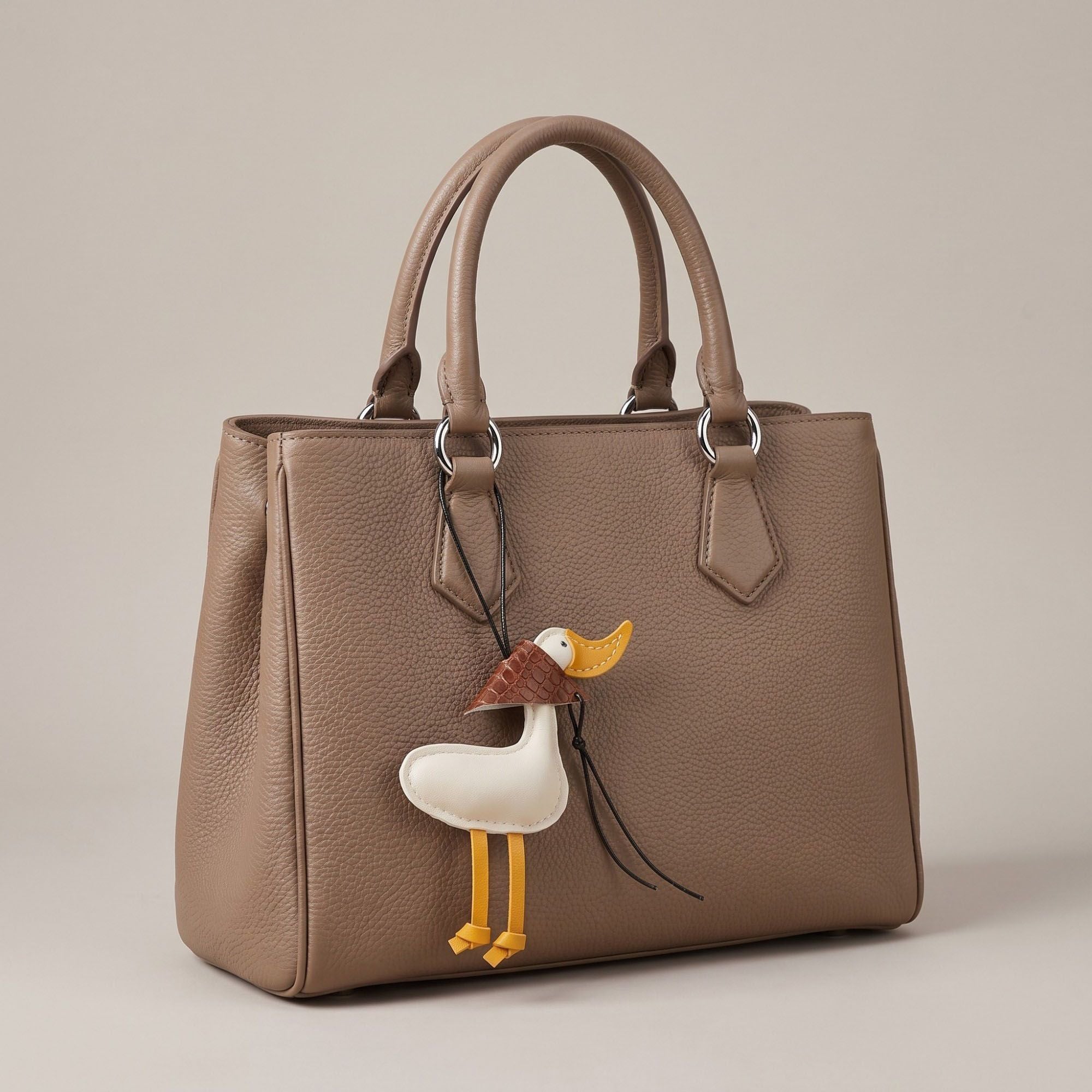 Duck Bag Charm with Beak and Patterned Scarf Accent