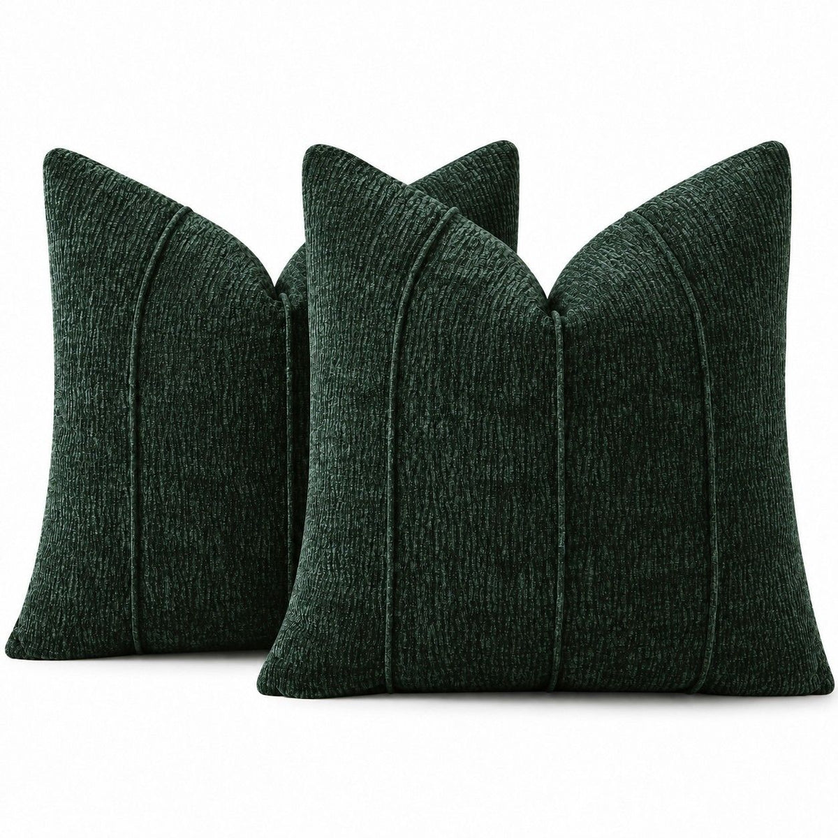 2 Pack Solid Textured Throw Pillow Covers 18 x 18 Inch with Hidden Zipper